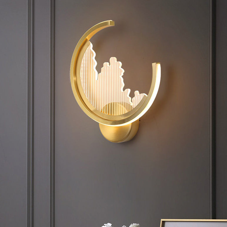 Circle Copper Acrylic Bedroom Wall Lamp