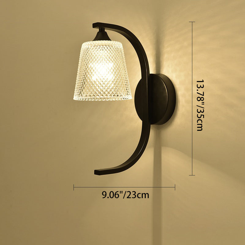 Cylinder Iron Glass Bedroom Wall Lamp
