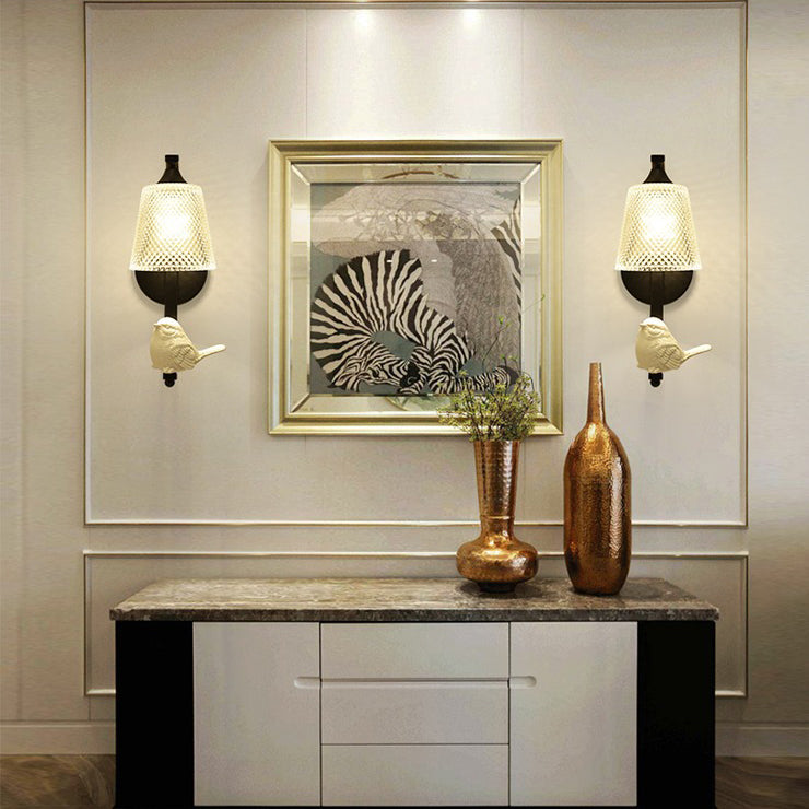 Cylinder Iron Glass Bedroom Wall Lamp