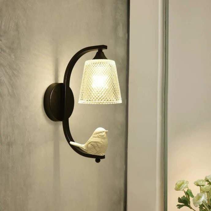 Cylinder Iron Glass Bedroom Wall Lamp