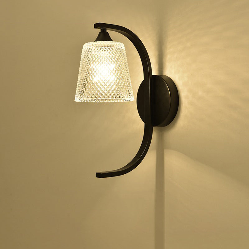 Cylinder Iron Glass Bedroom Wall Lamp