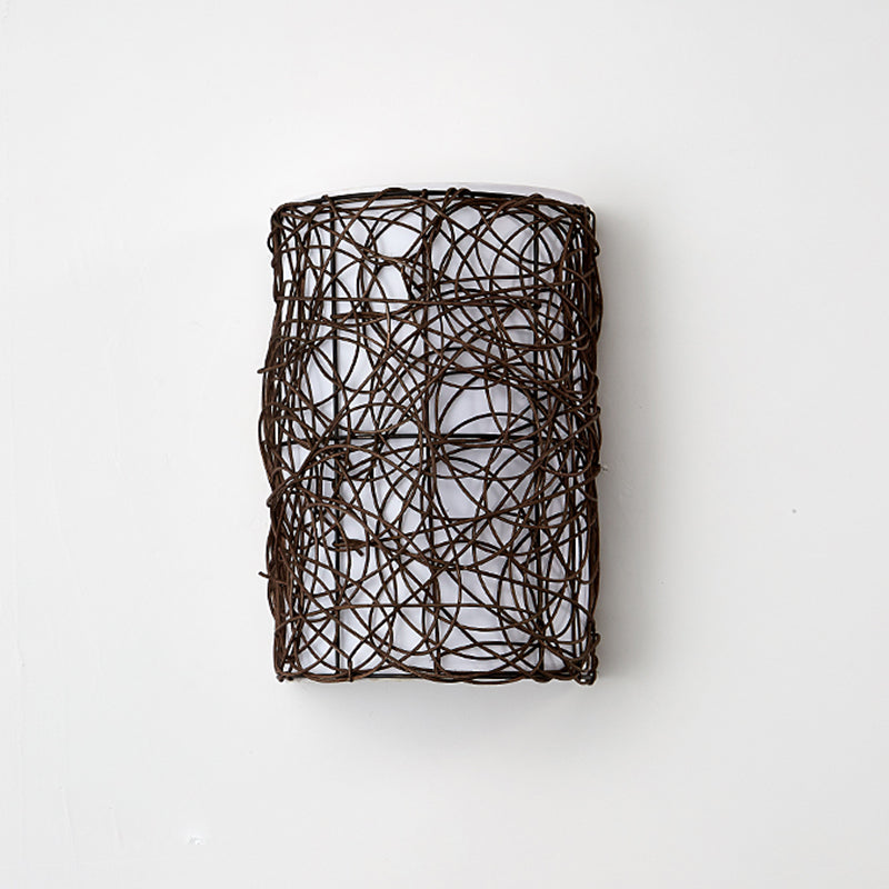 Rectangular Rattan PVC Living Wall Lamp