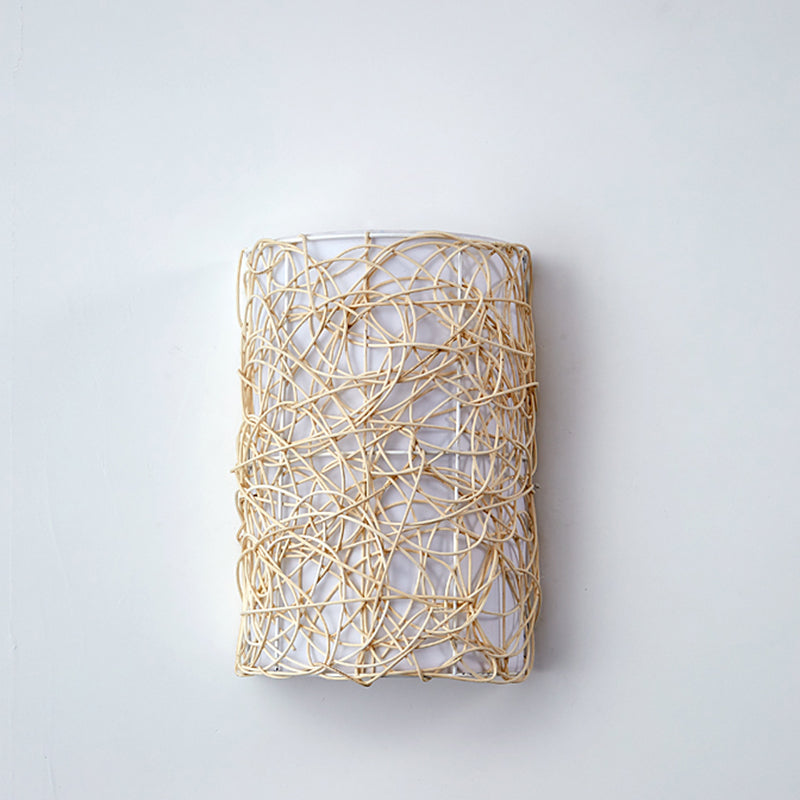 Rectangular Rattan PVC Living Wall Lamp