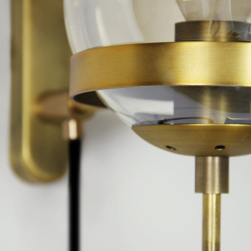 Globe Iron Glass Bedroom Wall Lamp