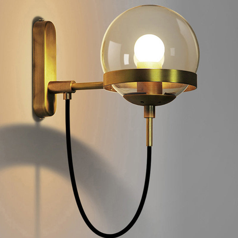 Globe Iron Glass Bedroom Wall Lamp