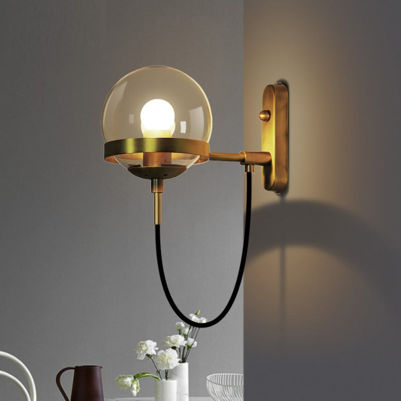 Globe Iron Glass Bedroom Wall Lamp