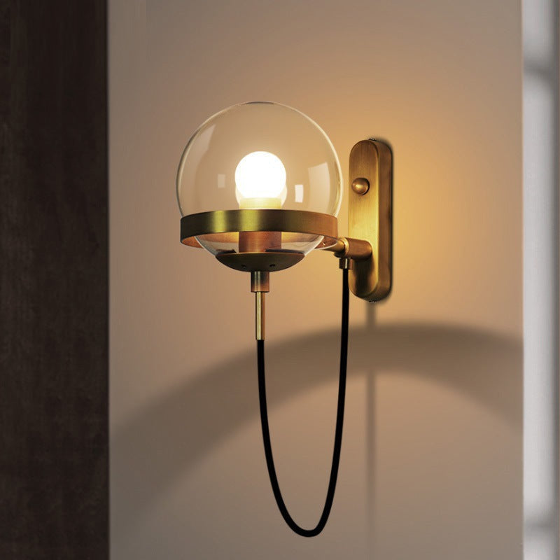 Globe Iron Glass Bedroom Wall Lamp