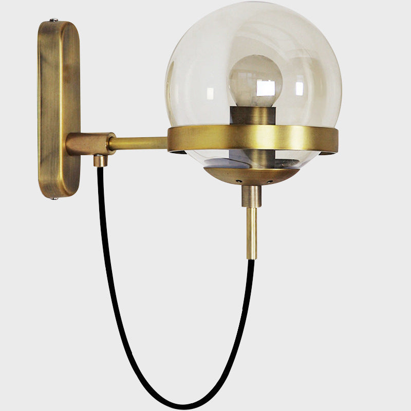 Globe Iron Glass Bedroom Wall Lamp