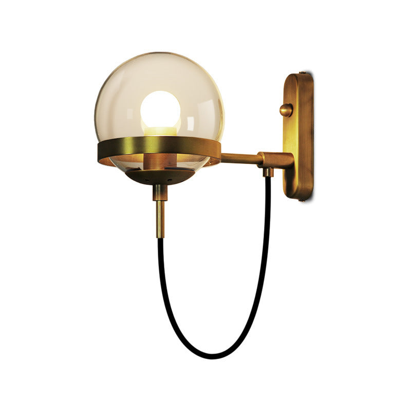 Globe Iron Glass Bedroom Wall Lamp