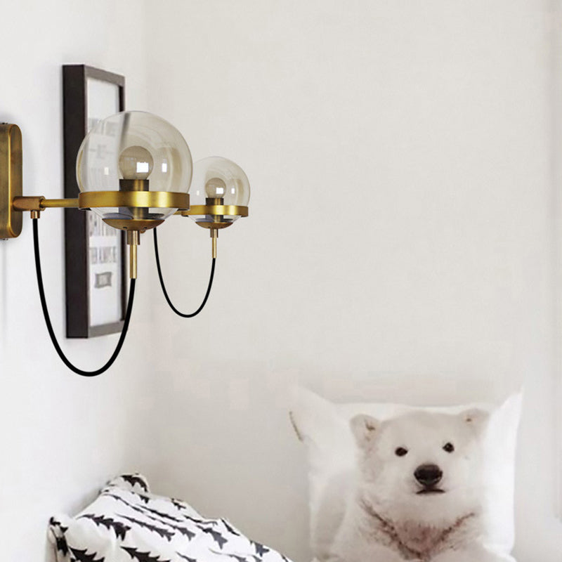 Globe Iron Glass Bedroom Wall Lamp