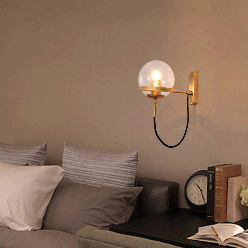Globe Iron Glass Bedroom Wall Lamp