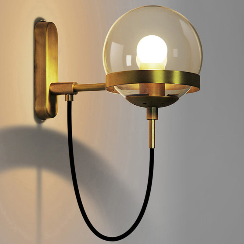 Globe Iron Glass Bedroom Wall Lamp