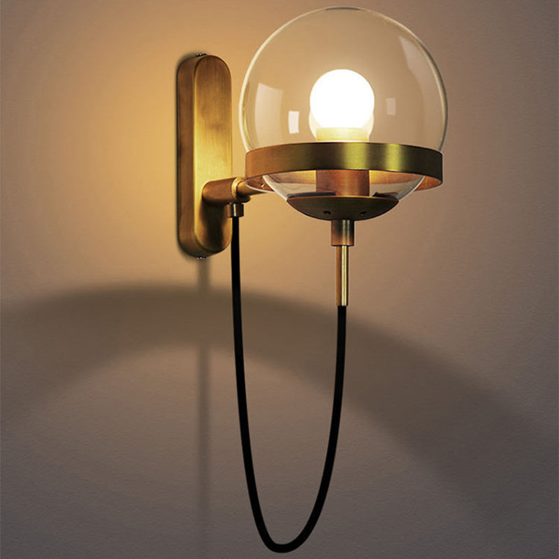 Globe Iron Glass Bedroom Wall Lamp