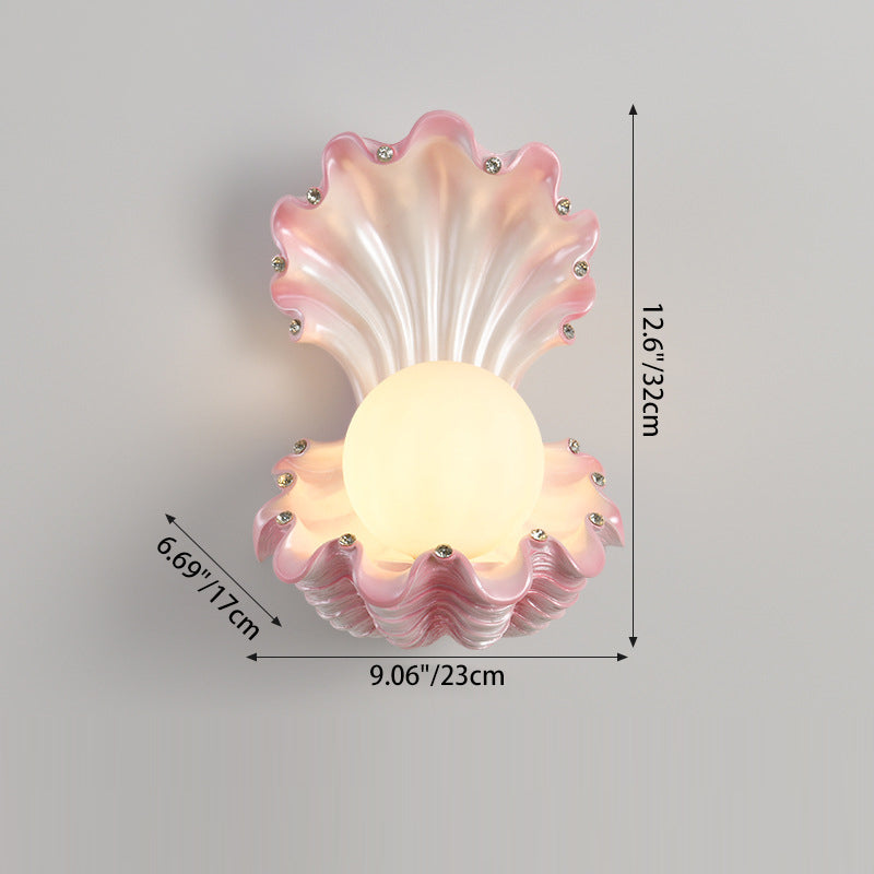 Pearl Resin Glass Bedroom Wall Lamp