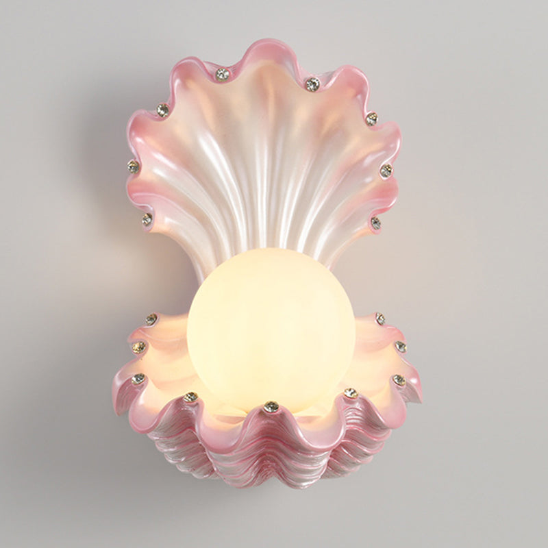 Pearl Resin Glass Bedroom Wall Lamp