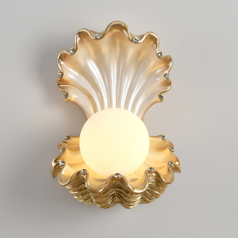 Pearl Resin Glass Bedroom Wall Lamp