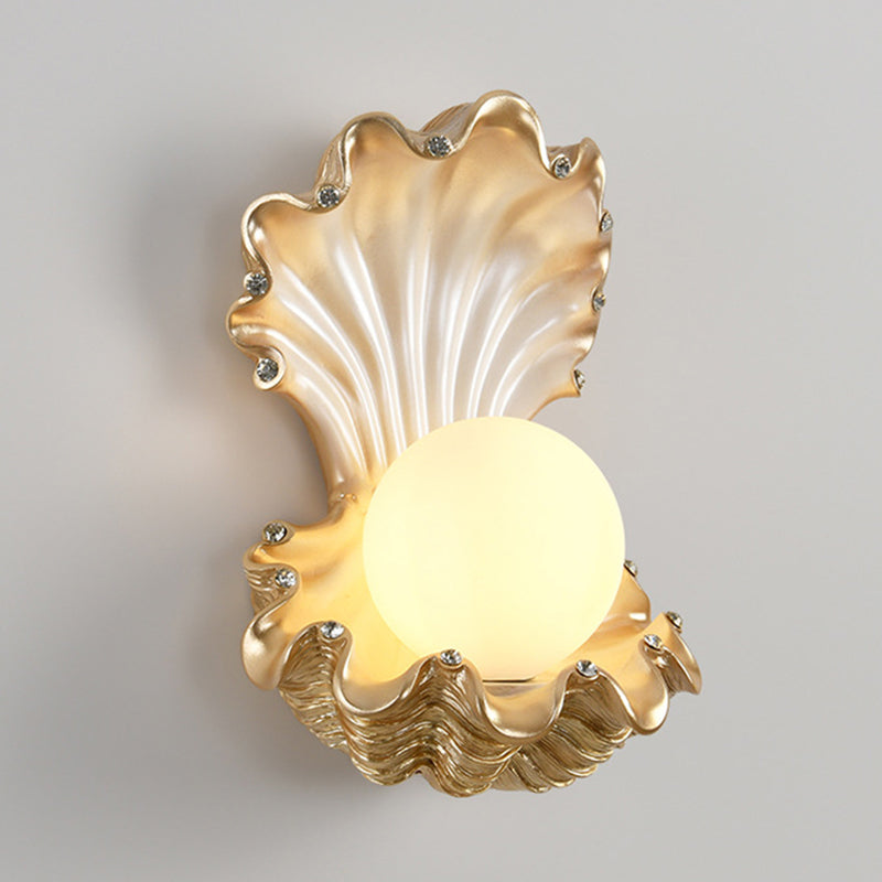 Pearl Resin Glass Bedroom Wall Lamp