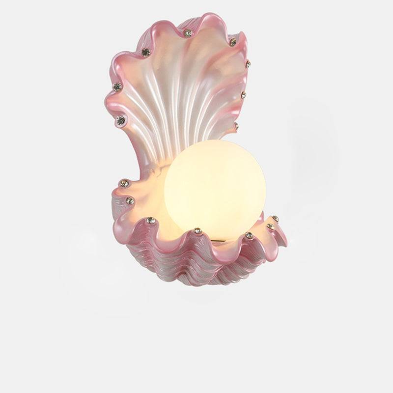 Pearl Resin Glass Bedroom Wall Lamp