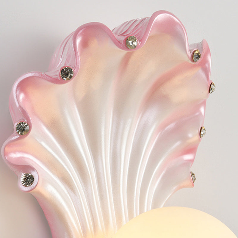 Pearl Resin Glass Bedroom Wall Lamp