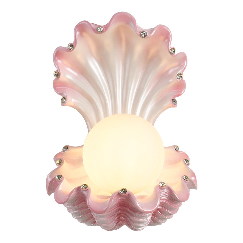Pearl Resin Glass Bedroom Wall Lamp