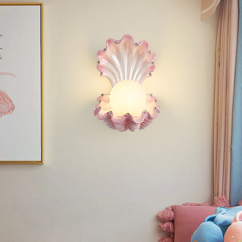 Pearl Resin Glass Bedroom Wall Lamp