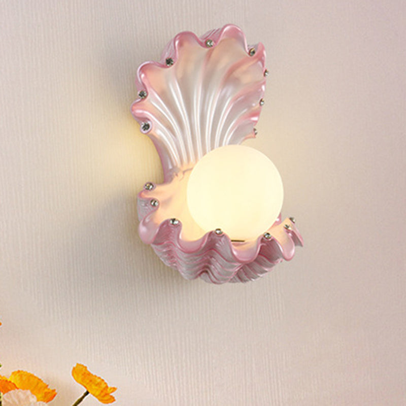 Pearl Resin Glass Bedroom Wall Lamp