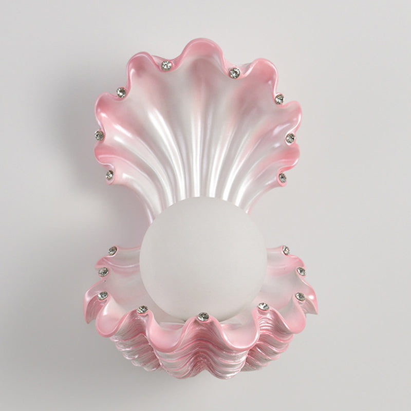 Pearl Resin Glass Bedroom Wall Lamp
