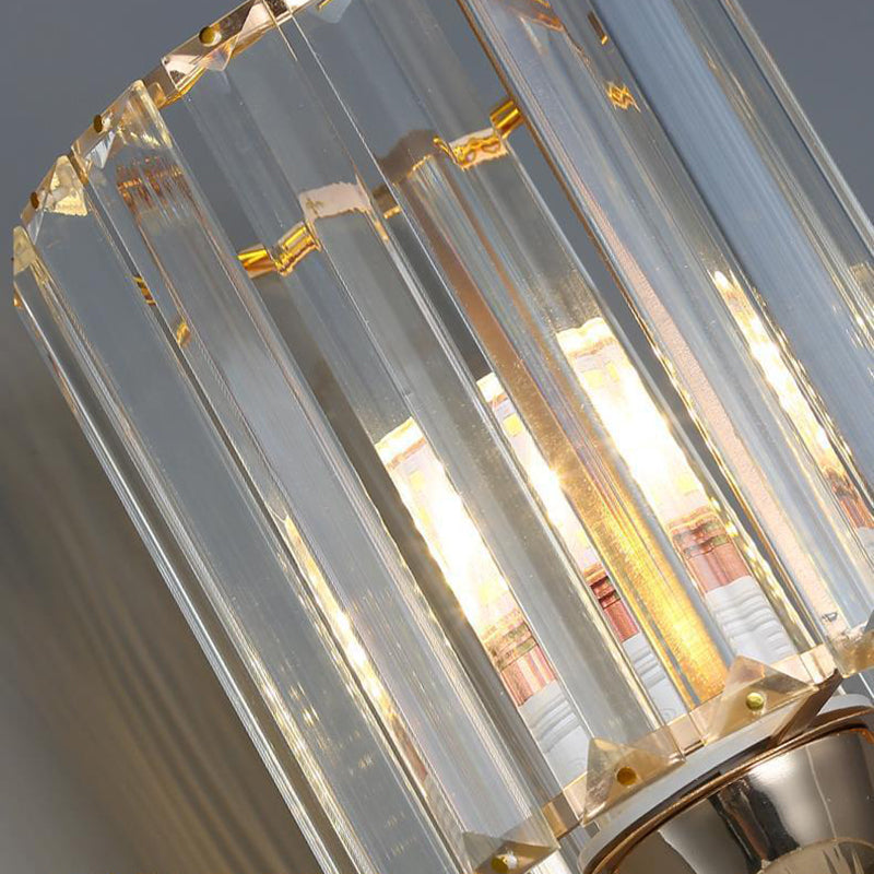 Cylinder Metal Crystal Bedroom Wall Lamp