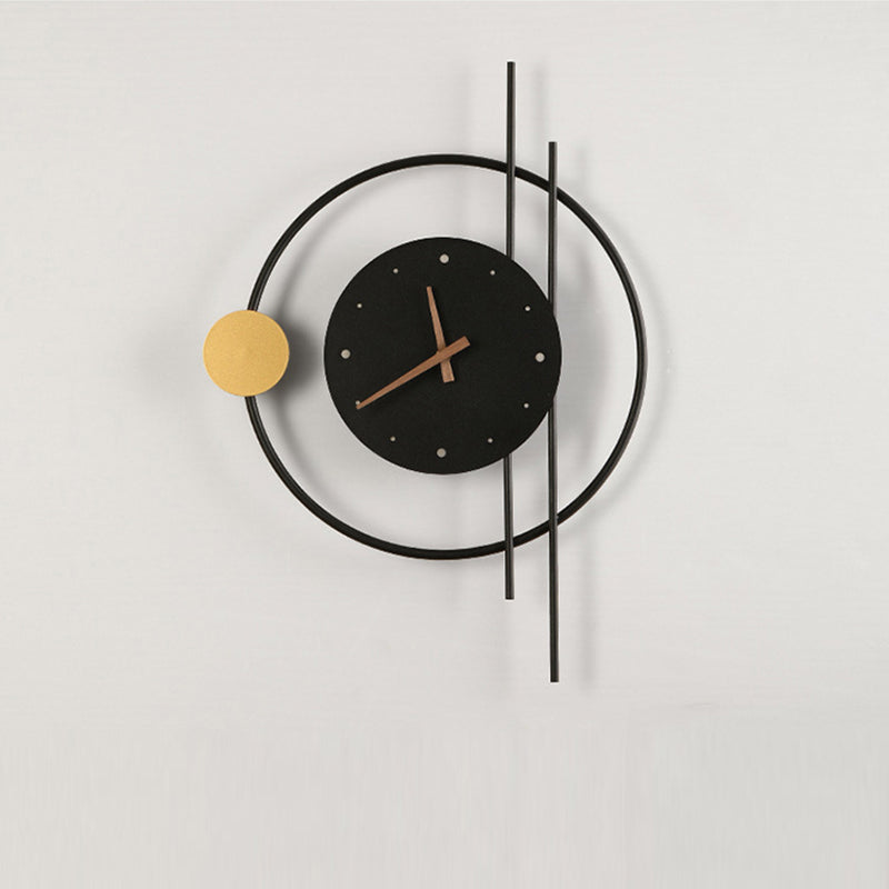 Eclectic Clock Round Iron Wall Lamp