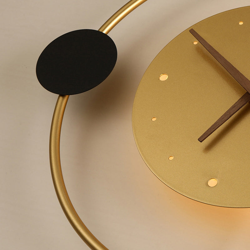 Eclectic Clock Round Iron Wall Lamp