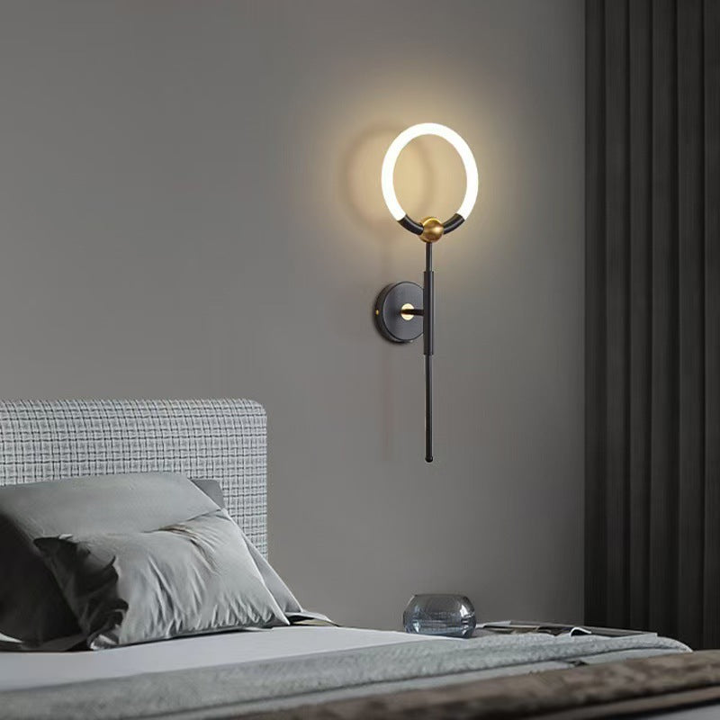 Circle Iron Acrylic Bedroom Wall Lamp