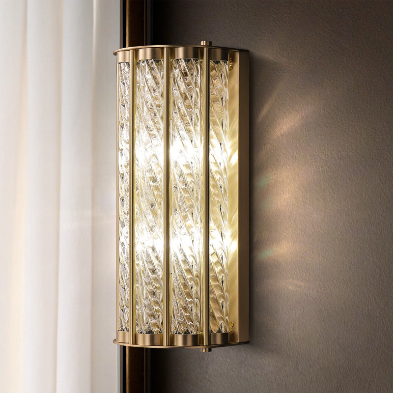 Cylinder Copper Glass 2/3 2-Light Wall Lamp