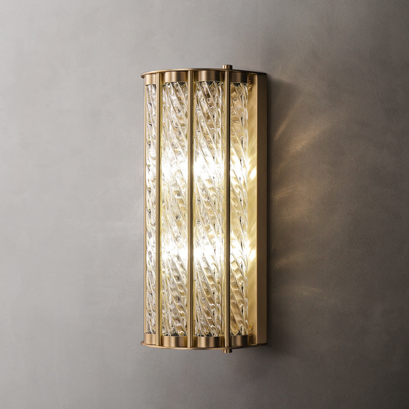 Cylinder Copper Glass 2/3 2-Light Wall Lamp
