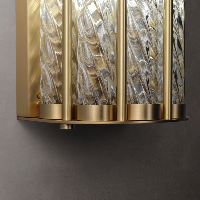 Cylinder Copper Glass 2/3 2-Light Wall Lamp