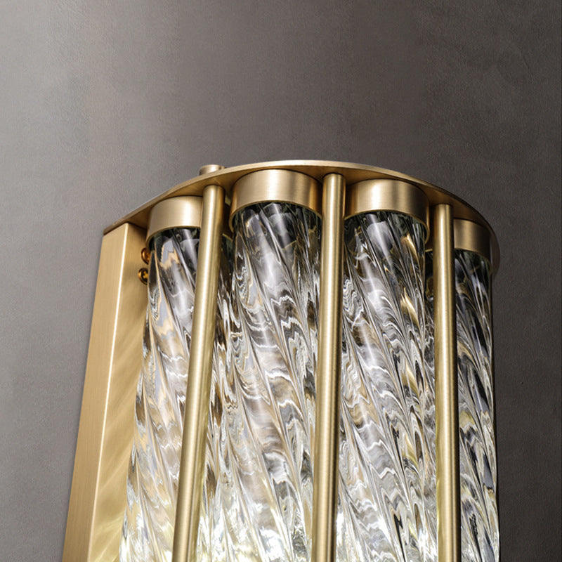 Cylinder Copper Glass 2/3 2-Light Wall Lamp