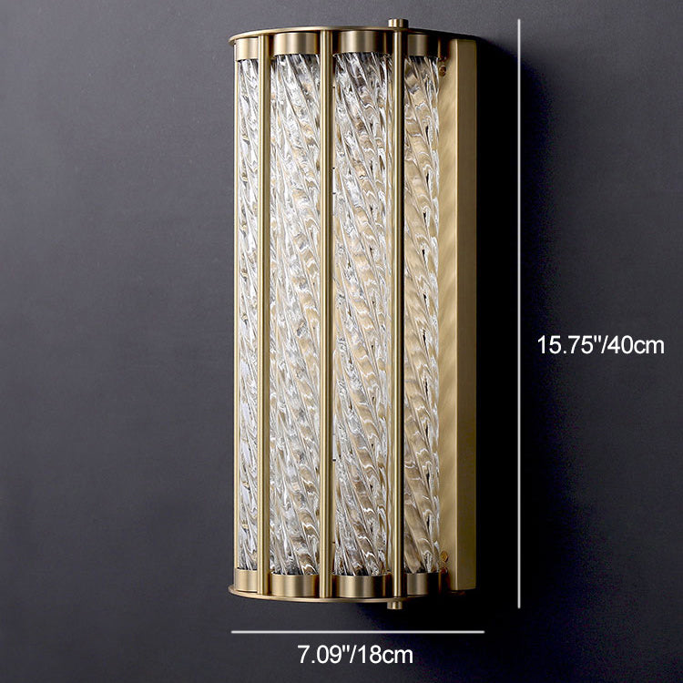Cylinder Copper Glass 2/3 2-Light Wall Lamp