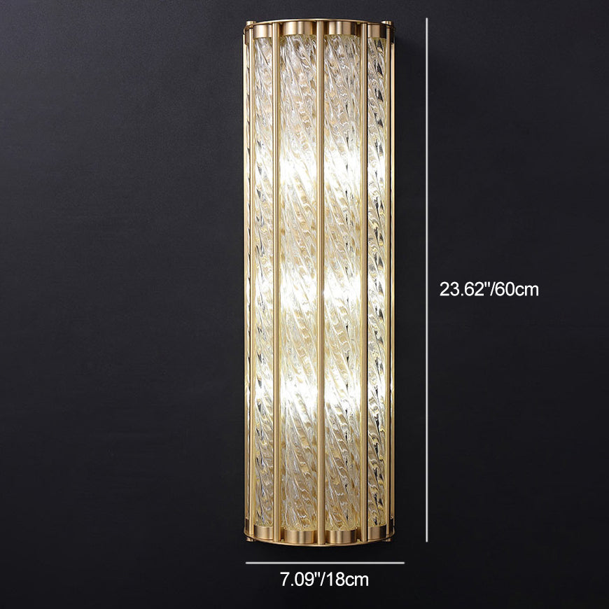 Cylinder Copper Glass 2/3 2-Light Wall Lamp