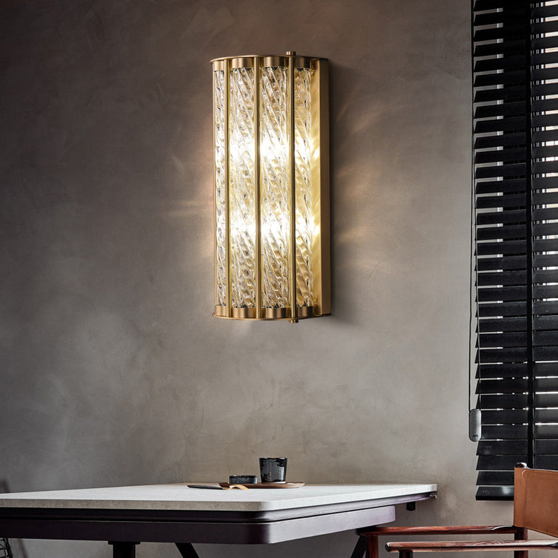 Cylinder Copper Glass 2/3 2-Light Wall Lamp