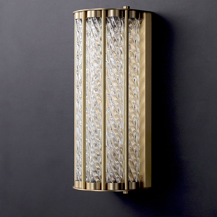 Cylinder Copper Glass 2/3 2-Light Wall Lamp