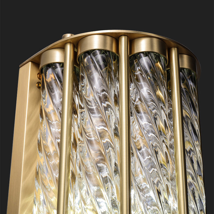 Cylinder Copper Glass 2/3 2-Light Wall Lamp