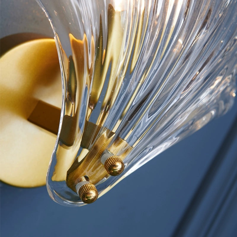 Eclectic Shell Iron Glass Wall Lamp