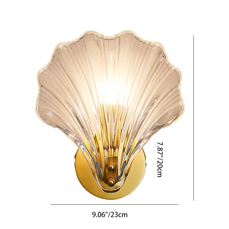 Eclectic Shell Iron Glass Wall Lamp