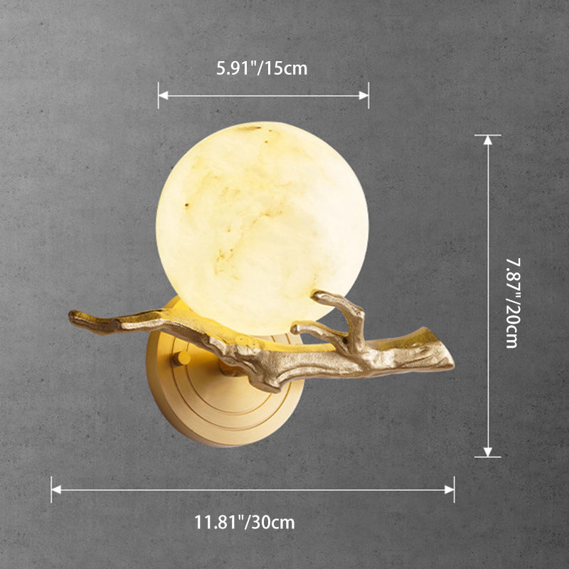 Globe Copper Marble Bedroom Wall Lamp