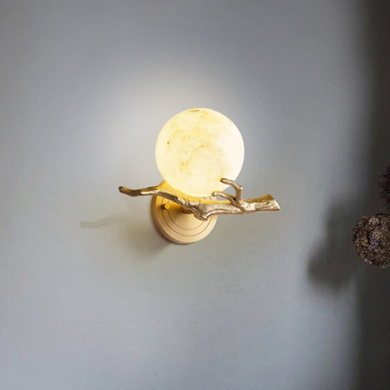 Globe Copper Marble Bedroom Wall Lamp