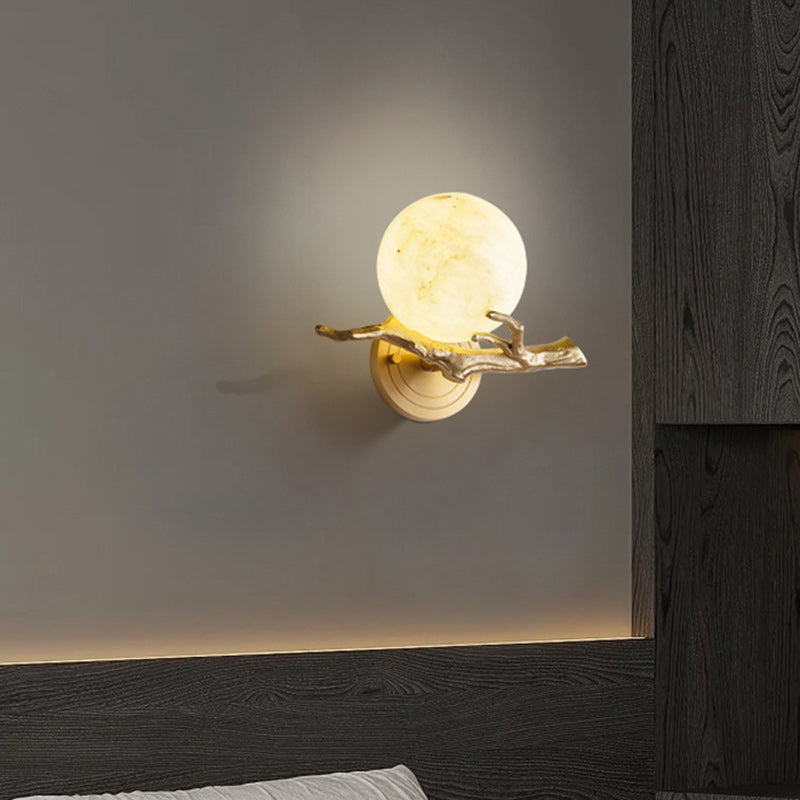 Globe Copper Marble Bedroom Wall Lamp