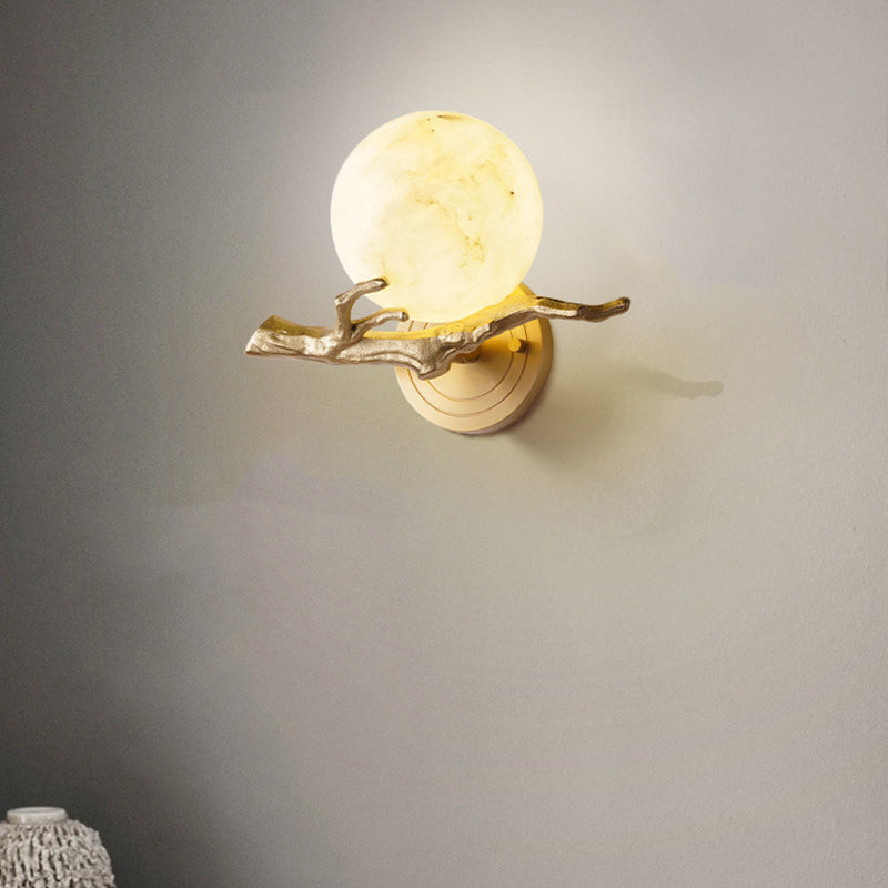 Globe Copper Marble Bedroom Wall Lamp