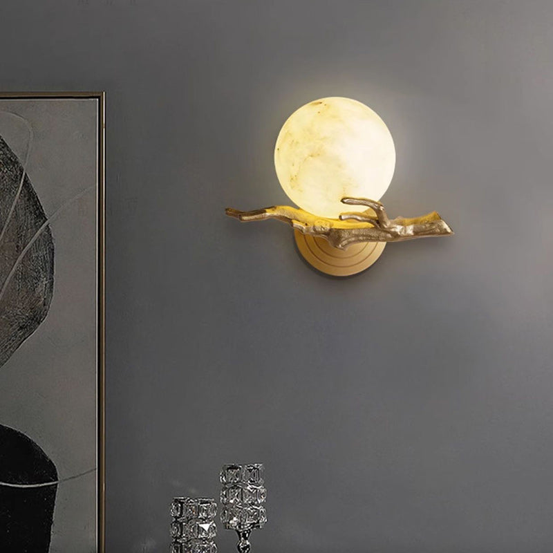 Globe Copper Marble Bedroom Wall Lamp