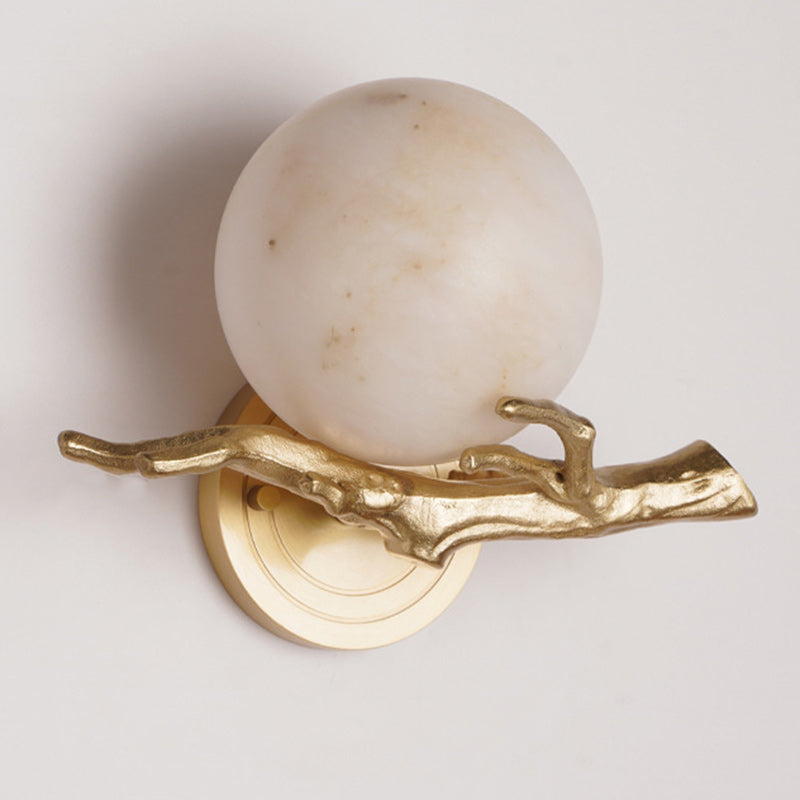 Globe Copper Marble Bedroom Wall Lamp