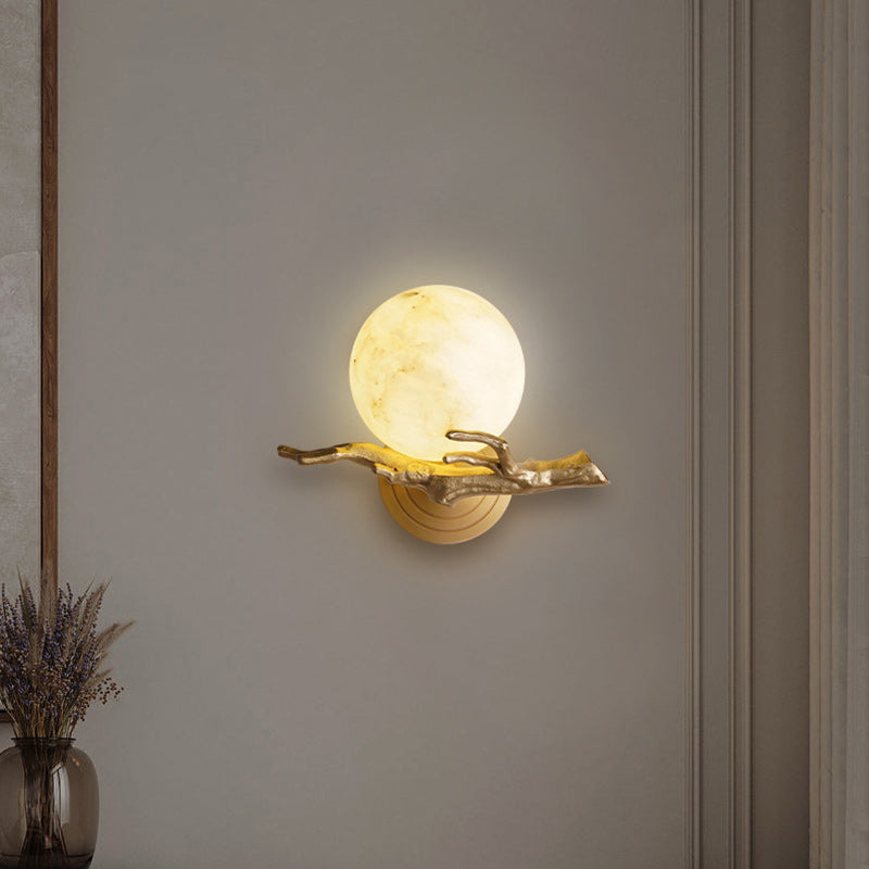 Globe Copper Marble Bedroom Wall Lamp
