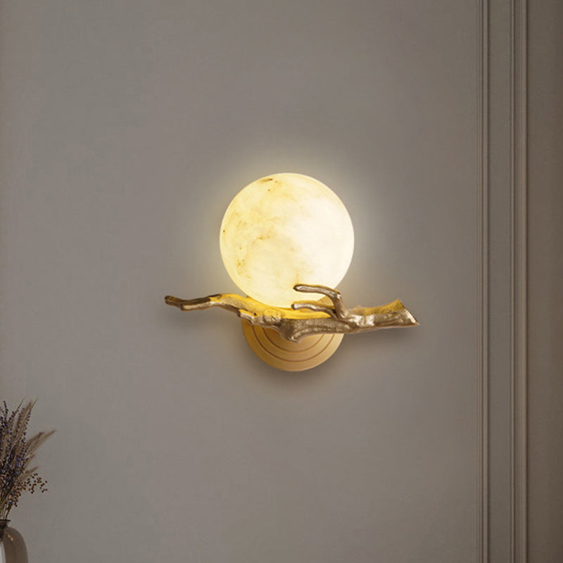 Globe Copper Marble Bedroom Wall Lamp